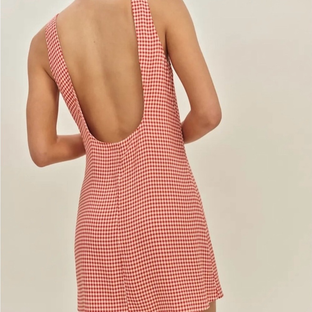 Reformation Rosemund Mini Dress size 2 strawberry check